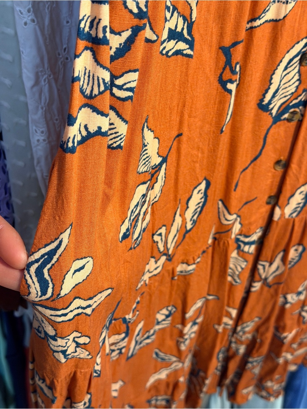 Sonoma | Floral Button-Front Midi Dress | VNeck Pockets | Rust | 47" Long | Boho - Picture 6 of 10